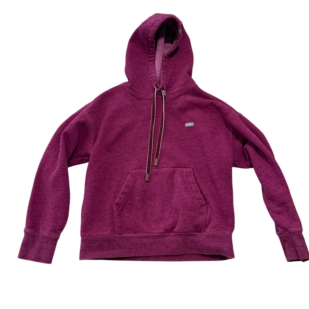 FIGS Womens Casma Fleece Raspberry Sorbet Heathered Magenta Hoodie Sweatshirt S